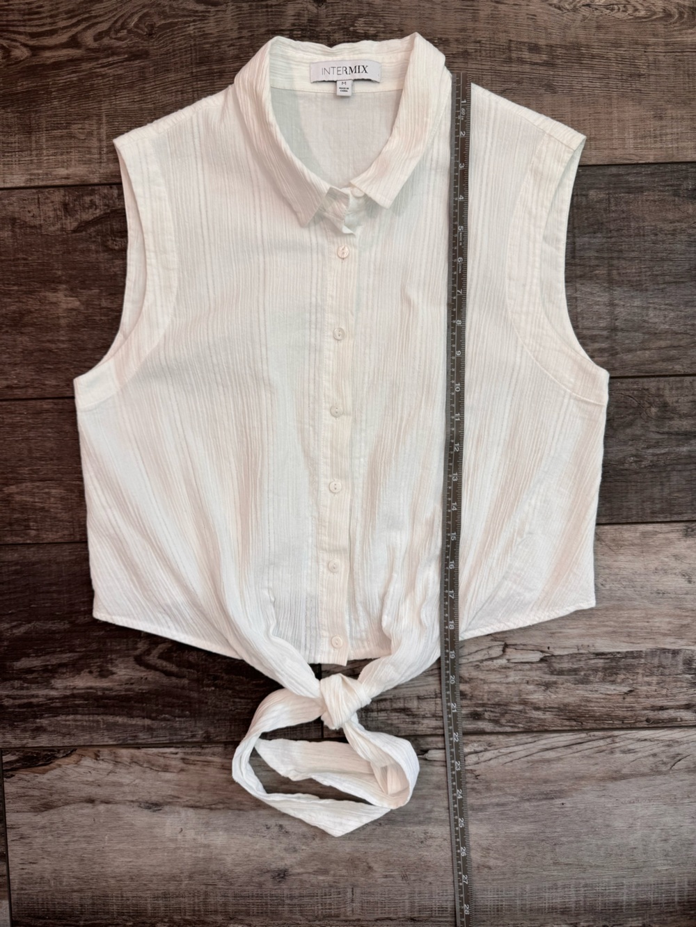 INTERMIX White Sleeveless Tie-Front Button Down Shirt Size M - Picture 7 of 7